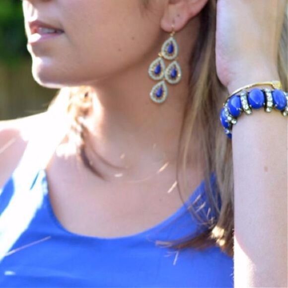 Stella & Dot Blue Seychelles Chandelier Earrings - Picture 3 of 9